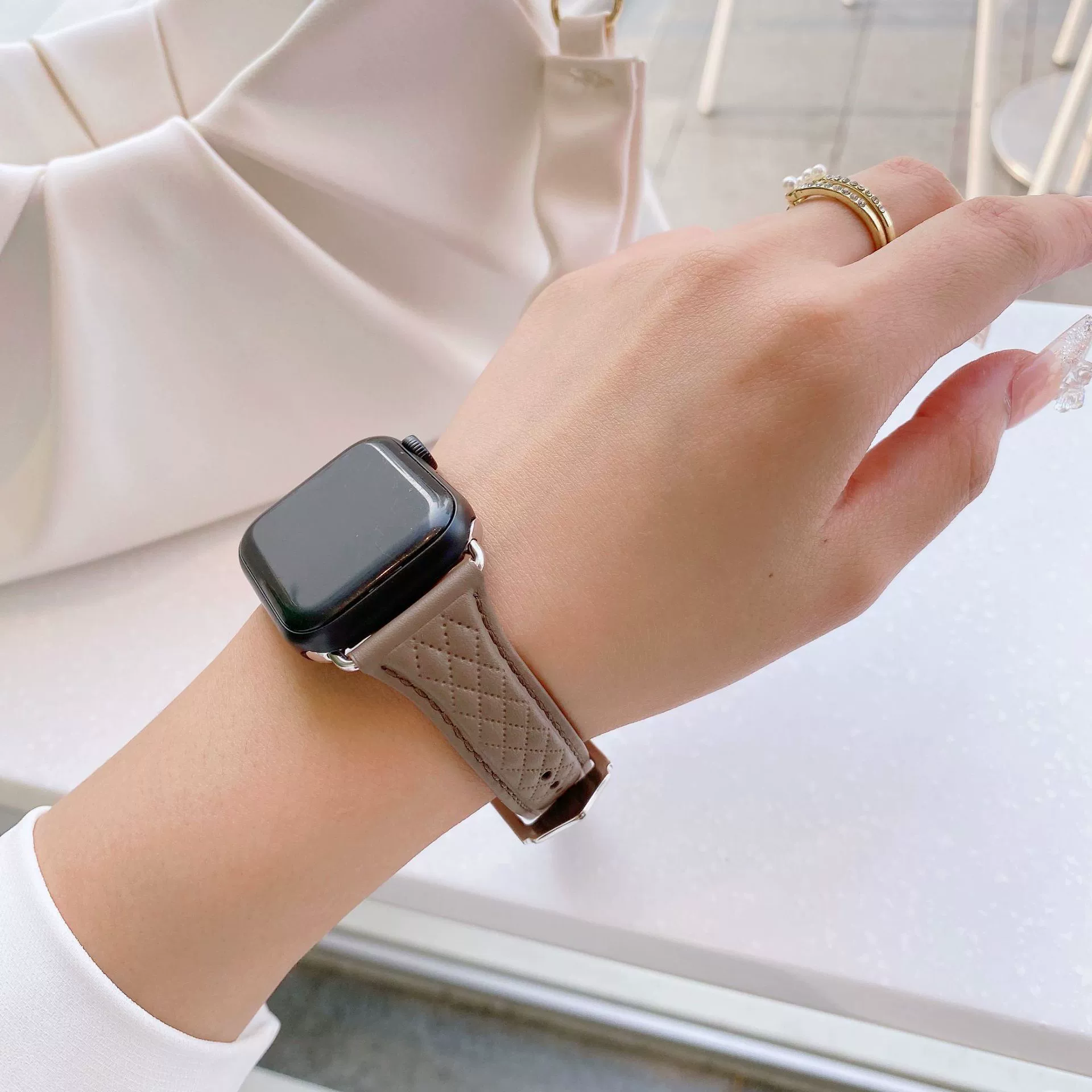 Кольцо Apple, ремешок для часов, стиль Chanel, 49мм
