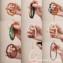 五台山同款民族风木质手串星月菩提DIY手链批发搭配檀木夜市批发