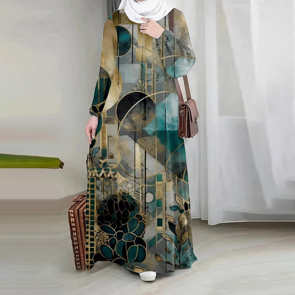 Robe abaya longue et modeste, coupe ample, style musulman, en polyester._voghion.com