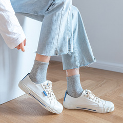 2022 Spring and Summer New Arrival Women's Classic Black and White Gray Boat Socks Knee-High Socks Over-the-Knee Socks Men's Sports Socks