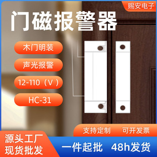 Surface-Mounted Window Wooden Door Magnetic Switch Alarm Sensor Home Anti-Theft Device Cross-Border Wired High Decibel 124V