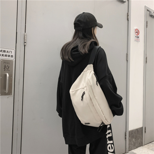 Simple crossbody bag for men, sports style for men, large-capacity chest bag, casual Japanese shoulder bag for men, solid color backpack for women