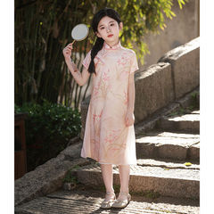 子供のチャイナドレス女の子新しい中国風改良されたピンク唐スーツ少女古筝パフォーマンス服大きな子供の中華民国スタイル夏