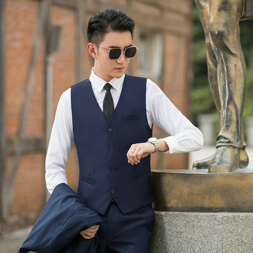 Spring and Autumn New Arrival Korean-Style Men's Slim-Fit Vest Suit Waistcoat Workwear Best Man Professional Attire Vest Jacket