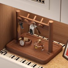 实木玄关收纳盒家用钥匙摆放中古风桌面小型手表香水摆件置物架