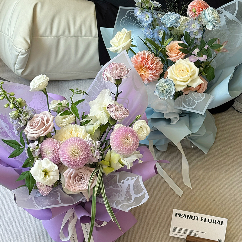 Qixi mariposa niebla papel de embalaje de flores plástico OPP película ramo de flores papel de embalaje de flores hecha a mano DIY materiales de florista