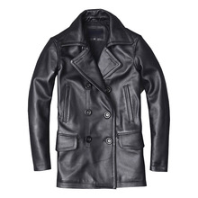 New Men's Genuine Leather Jacket Male Cowhide Overcoat Autum