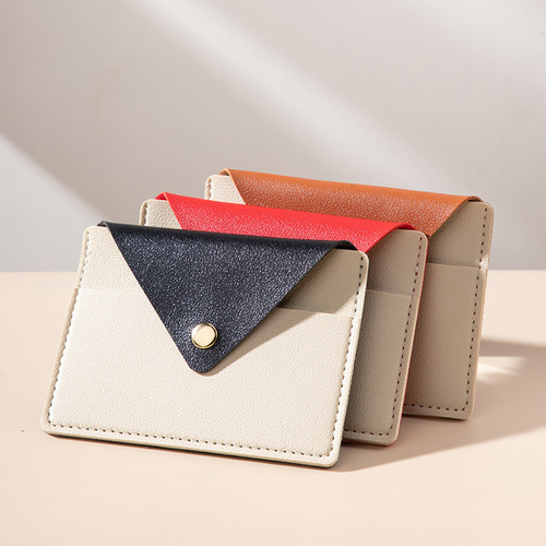 Thin and fresh women's change ultra-thin card holder solid color short mini card holder driver's license buckle small card holder