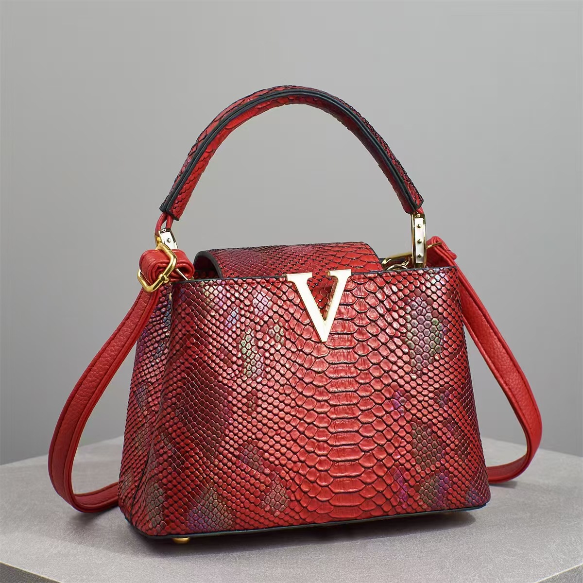 Bolso cruzado de nuevo color con estampado de serpiente Bolso de mensajero de hombro retro de moda Bolso Tote de gran capacidad europeo y americano