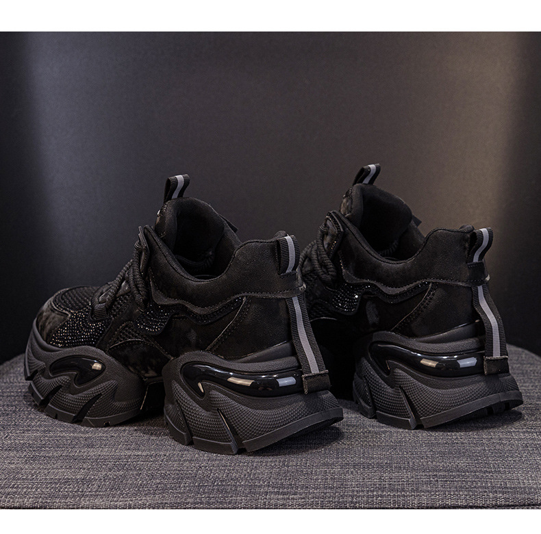Giày sneaker nữ chunky đế dày tăng chiều cao, phong cách năng động, đế đệm khí — M2957 màu nâu, M2957 màu xám, M2957 màu đen chi tiết 23