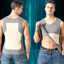 男士德绒贴片无痕保暖背心马甲加热加厚双面加绒防寒保暖内衣打底