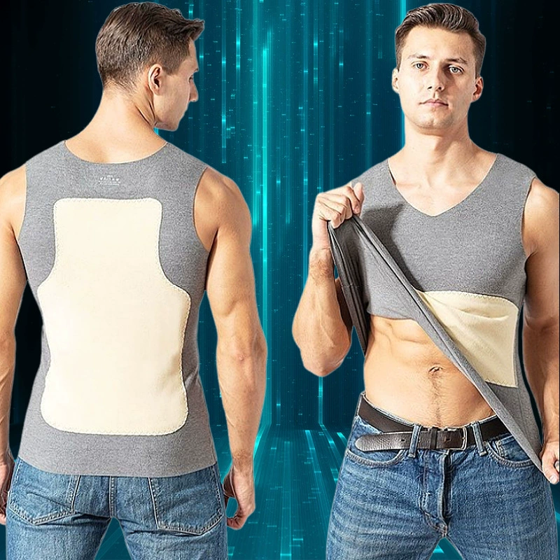 Мужской бесшовный терможилет с нашивками De Rong, утепленный и утолщенный, двусторонний флис, морозостойкое термобелье базового слоя.