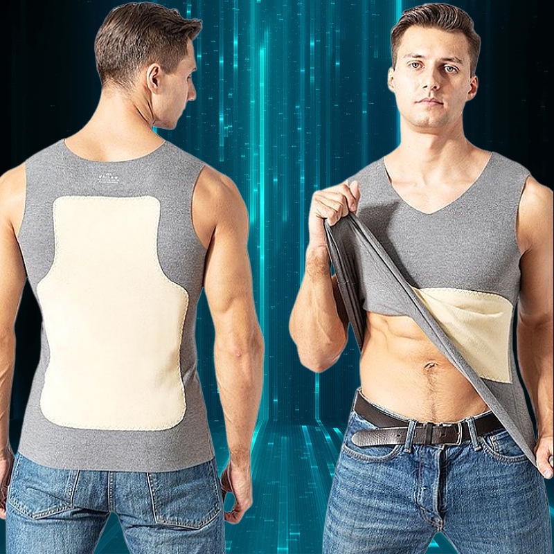 Men's German Velvet Patch Seamless Thermal Vest Heated and Thickeneded Double-Sided Velvet Cold-Proof and Warm Intimates Base