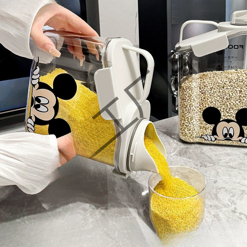 Резервуар для хранения пищевых продуктов, бытовой влагостойкий, герметичный бак с Микки Маусом, защищенный от насекомых, бочка для хранения зерна, резервуар для зерна, ящик для хранения зерна