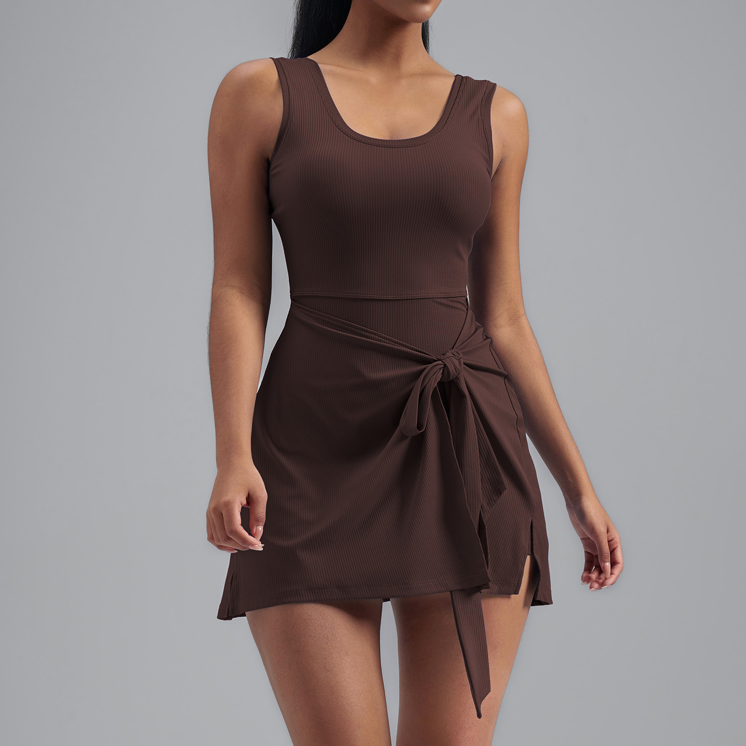 Transfronterizo Amazon estriado, tamaño europeo falso, dos piezas de ropa deportiva apretada a prueba de la luz para mujeres image 8