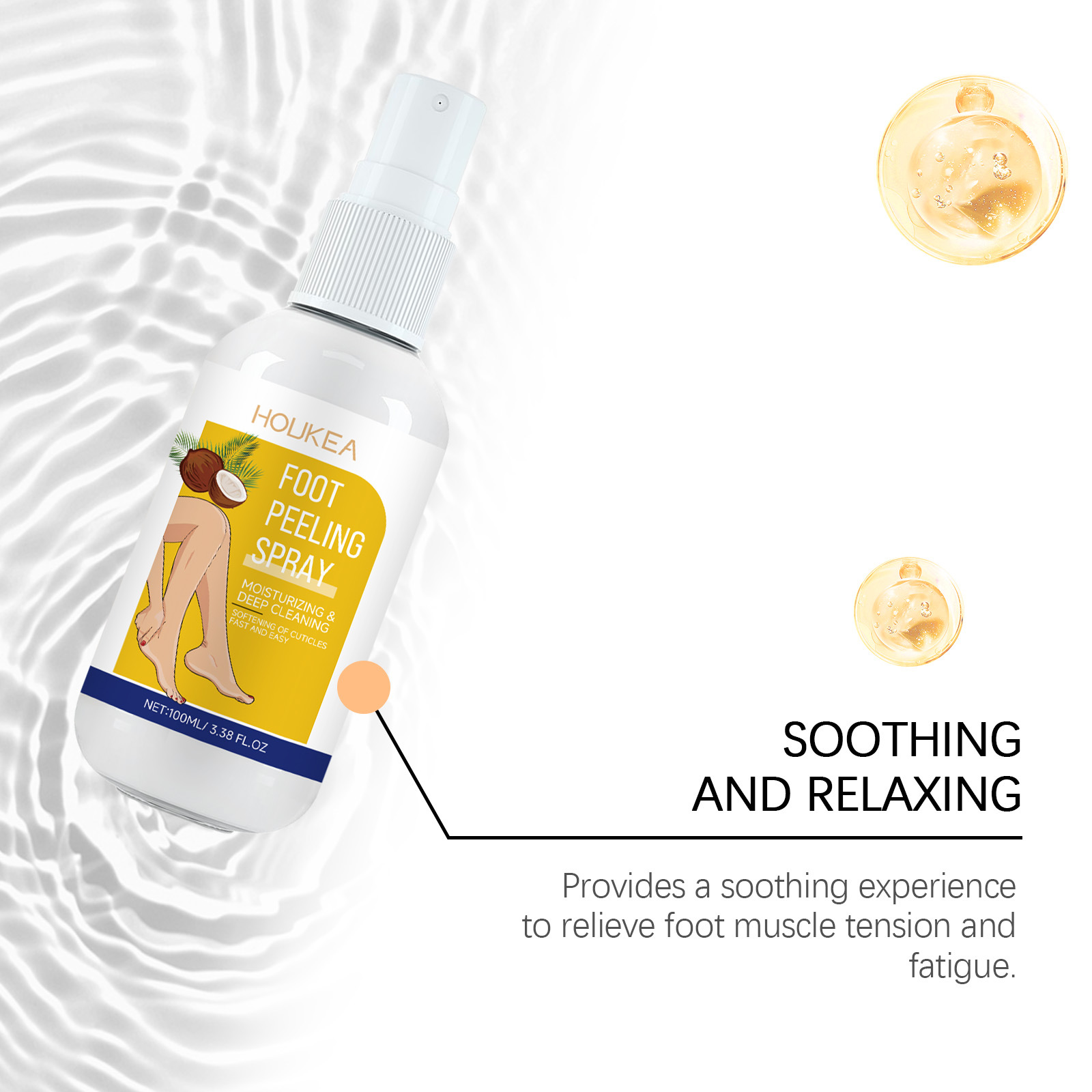 Spray de îngrijire a picioarelor HOUKEA, curățare blândă a picioarelor, piele moale, hidratare, spray de îngrijire hidratantă_voghion.com