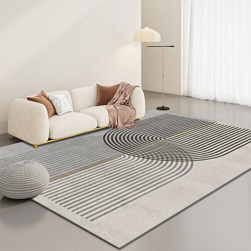 Japanese Wabi-Sabi Style Living Room and Bedroom Rugs, Simple Line Abstract Homestay Decorative Rugs, Popular for Photo Sessions