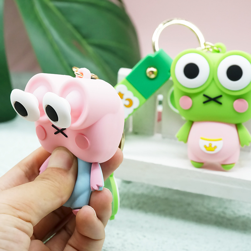创意解压爆眼青蛙钥匙扣 卡通钥匙扣挂件公仔包包挂饰钥匙扣批发