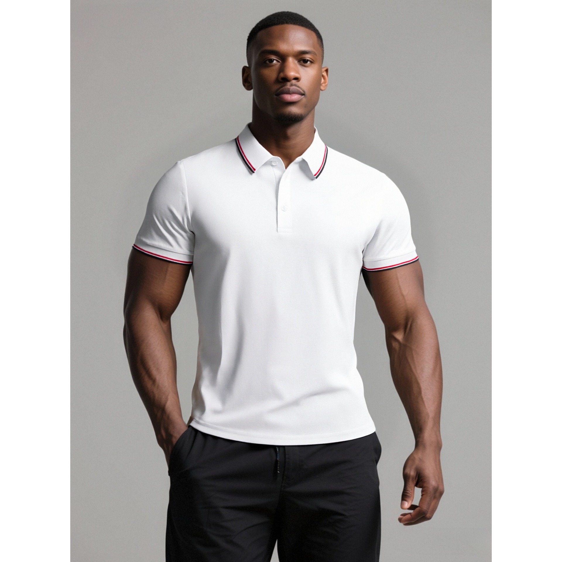 Foreign Trade Cross-Border Wholesale of Popular Short-Sleeved Polo Shirts for Men in Asian and European Sizes