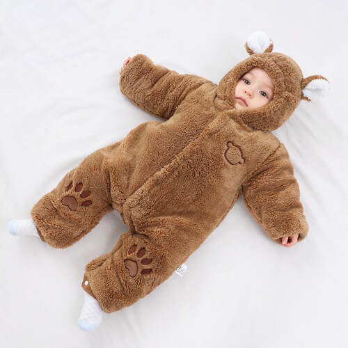 Baby jumpsuits, autumn and winter baby thickened warm rompers, newborn cotton padded clothes, baby clothes and velvet robes