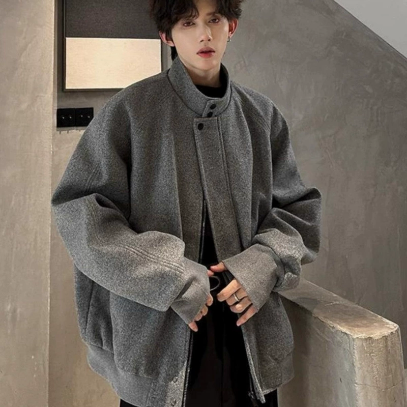 Мужское демисезонное шерстяное пальто, короткая куртка, тренч