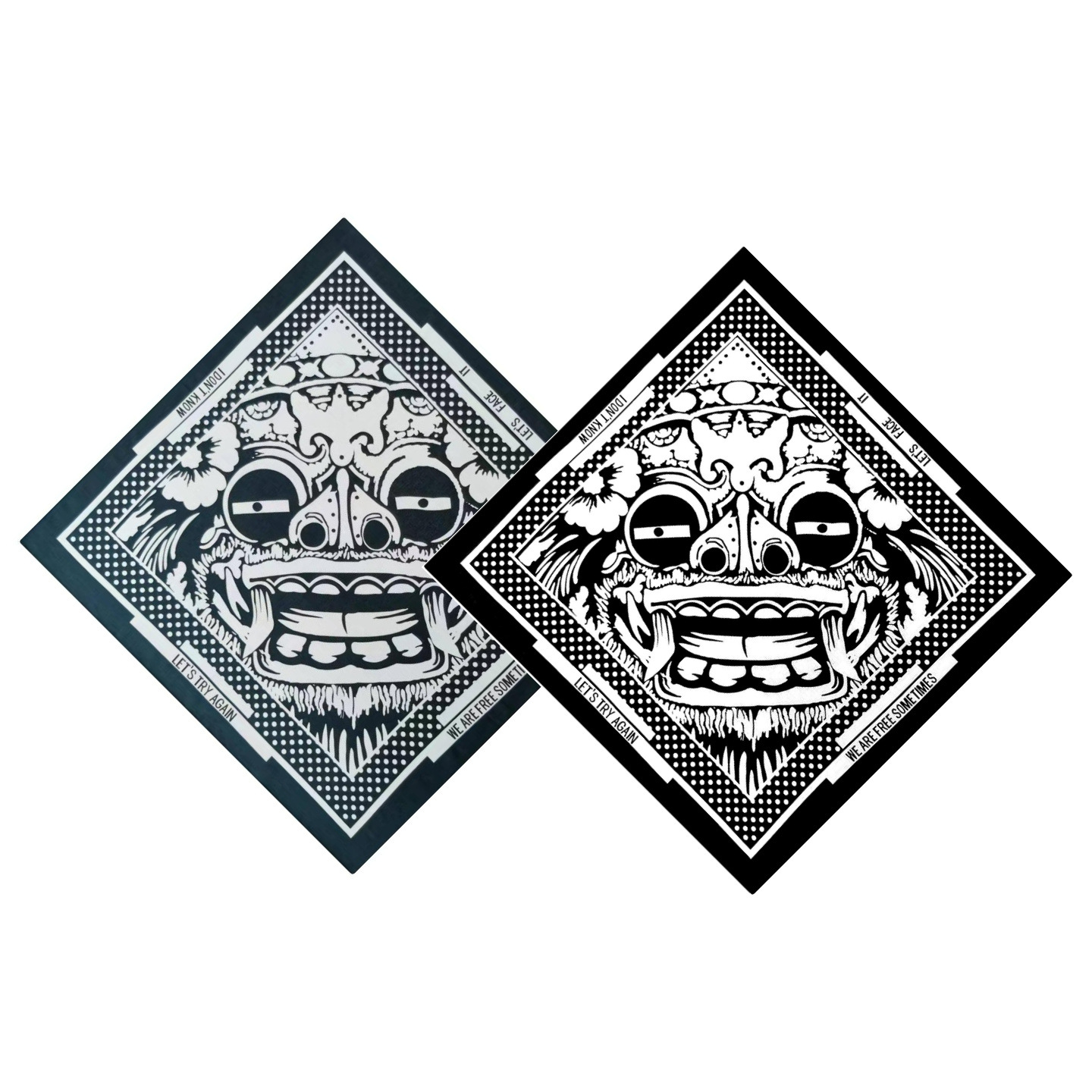 Cotton Bandanna European and American Style Horror Skull Head Scarf, Outdoor Scarf for Cycling and Mountaineering
