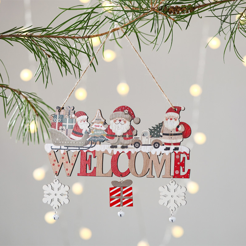 圣诞装饰品 创意圣诞挂件 居家餐厅圣诞XMAS木制工艺品门挂装饰|undefined