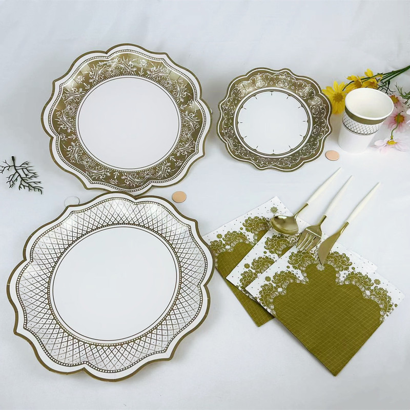 New Petal Lace Shaped Paper Tray Disposable Paper Tray Tableware Wedding Birthday Party Party Supplies
