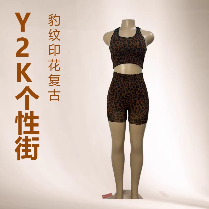 Digital Print Cross-Border European and American Style Double-Strap Sports Bra for Women, New Model with Beautiful Back Design, Yoga Bra Tank Top with Chest Pads