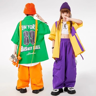 Girls hiphop Street dance costumes children rapper singers gogo dancers HIPHOP performance suit, girl jazz dance outfits for boys kids