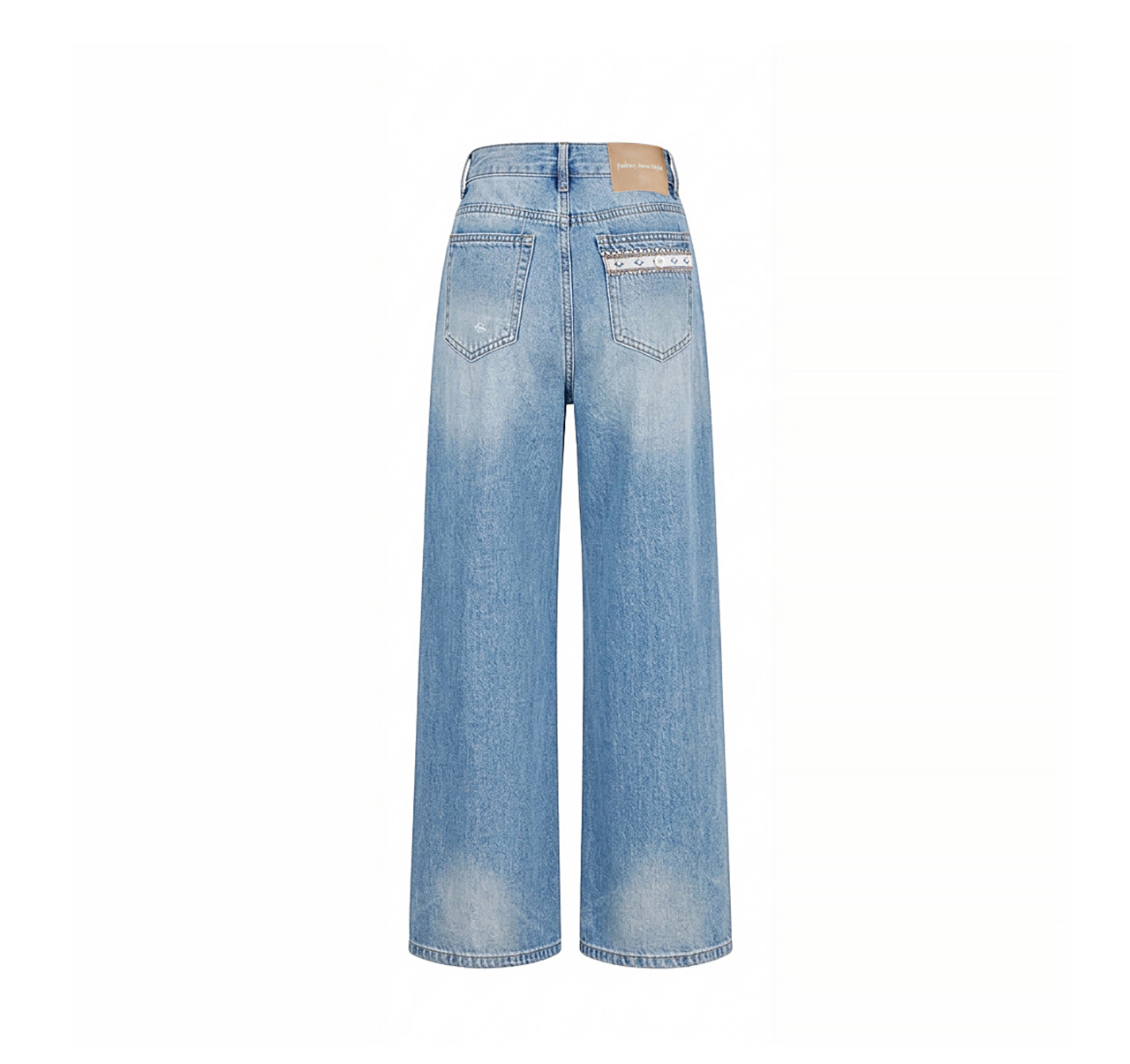 Quần jean nữ ống rộng chất liệu cotton giặt mềm, dáng rộng thùng thình phong cách denim — xanh lam chi tiết 25