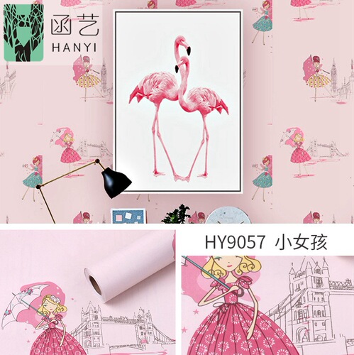Factory direct selling self-adhesive wallpaper pink cartoon bedroom children's room boy girl wallpaper student dormitory sticky note