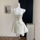 Miu Polo Dot apricot Square Collar Sling dress Women's Spring French First Love Pure Waist Skirt