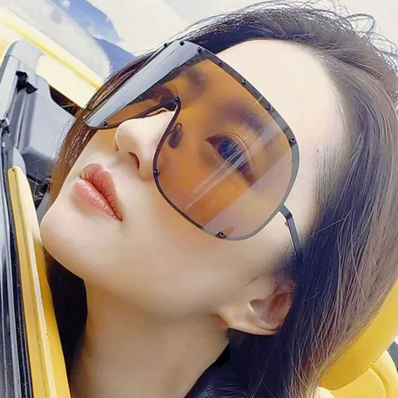 Liu Yifei Same Style All-Match One-Body Mirror Large Frame Punk Fashion Sunglasses Outdoor Personalized Sunscreen Cross-Border Sunglasses