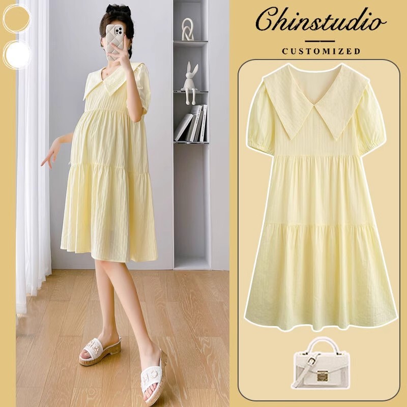 Pregnant women summer dress small fresh summer 2025 new summer pregnancy belly covering loose pregnant women summer skirt