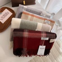 新款100%羊毛格子大披肩经典英伦围巾女男女通用情侣款保暖围脖