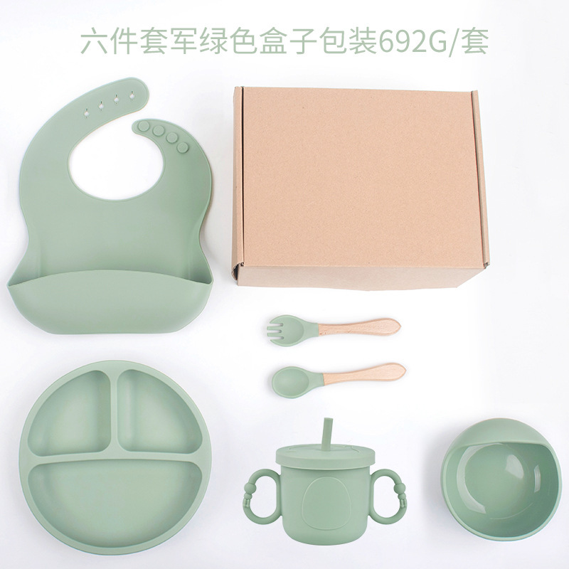 Placa de almuerzo de ventosa resistente a caídas de silicona de grado alimenticio Dumo Baby Juego de tazón Placa de almuerzo de silicona