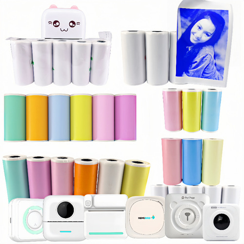 temu cross-border 5725 colored self-adhesive sticker paper for children's camera error correction printer label paper, heat-sensitive sticker paper