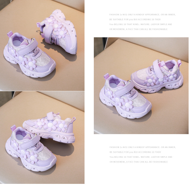 Mädchen Led Sneakers Mit Blumen Und Klettverschluss Lederschuhe_voghion.com