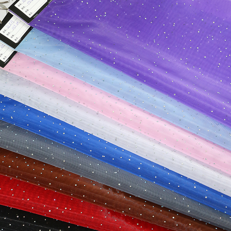 高品质瑞士网烫钻高密度银色钻高温烫钻工艺柔软婚纱女装纱布料