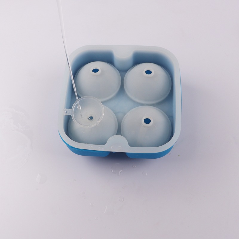 Molde de silicona directo de fábrica molde de silicona de hockey sobre hielo de 4 hoyos molde de cubo de hielo de fútbol de hielo molde de cubo de hielo whisky