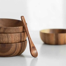 日式木碗家用相思木碗小料蘸料水果干果小碗儿童木制餐具碗勺套装
