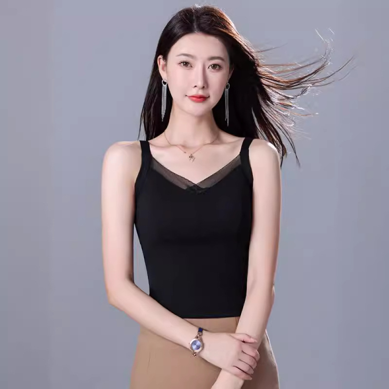 2023 New Mulberry Silk Sling with Chest Pad Integrated Gathering Bra-free Underwear Beautiful Back Vest Explosions