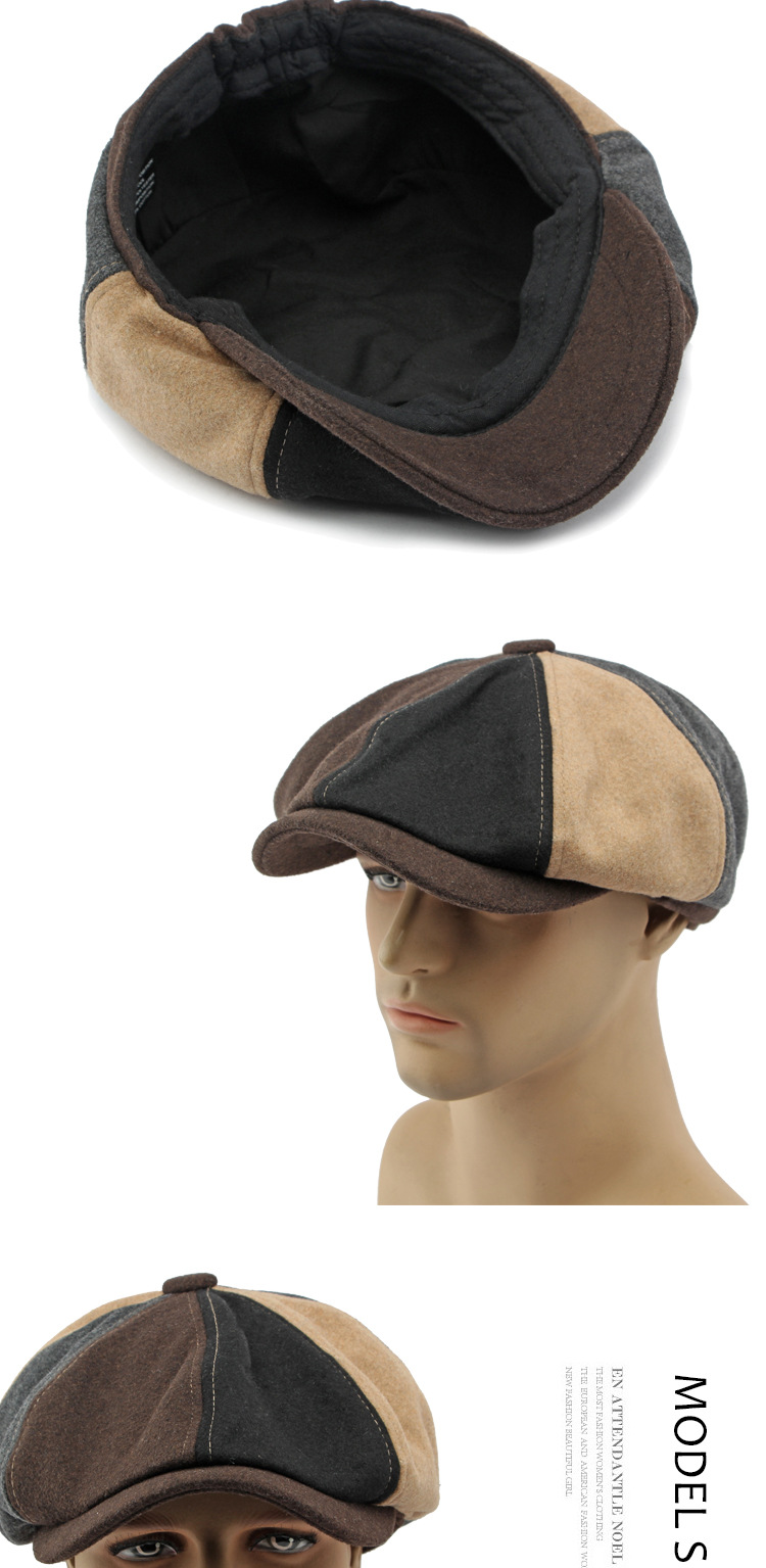 Chapéu octogonal vintage unissex, chapéu clássico de lã para outono/inverno masculino, boné feminino, chapéu de jornaleiro_voghion.com