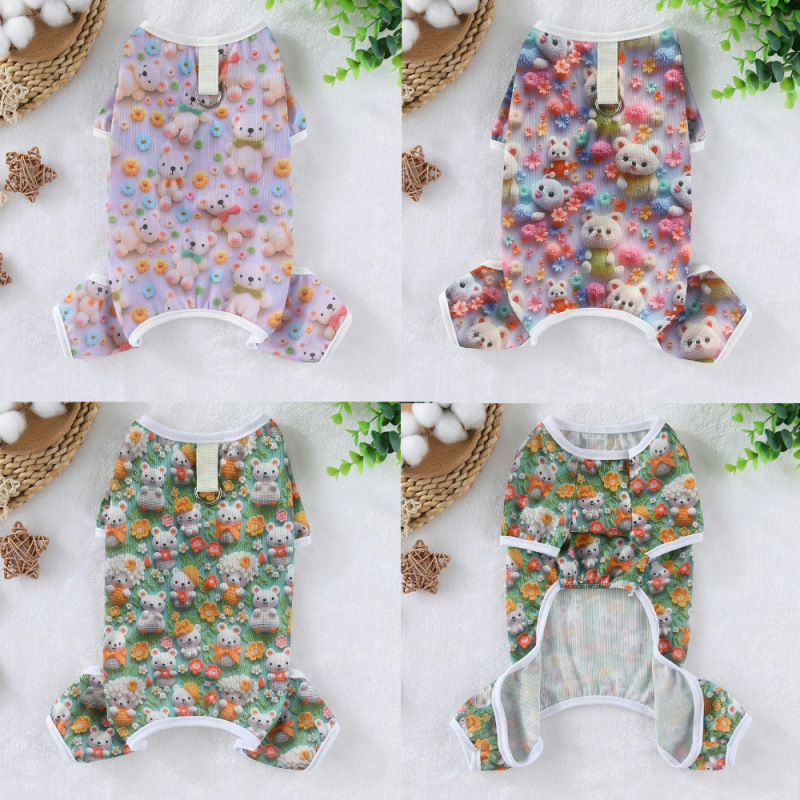 Pet Dog Clothes Spring and Summer 3D Printed Elastic Four-Legged Clothes Pomeranian Bichon Teddy Cat Cool Clothes Sun Protection Clothes Pet Dog Clothes Spring and Summer 3D Printed Elastic Four-Legged Clothes Pomeranian Bichon Teddy Cat Cool Clothes Sun Protection Clothes