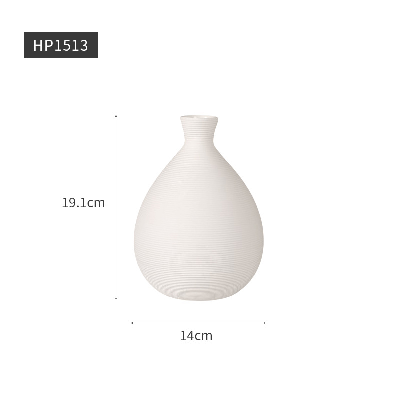 INS estilo Nórdico rayas blanco jarrón de cerámica decoración sala de estar arreglo de flores secas hogar B & B decoración suave