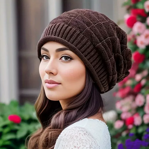 Hat for Autumn and Winter, Women's Knitted Hat, Korean Style Casual Fashion Head-Covering Ear Protection Hat, Slouchy Hat, Men's Loose Windproof Postpartum Hat