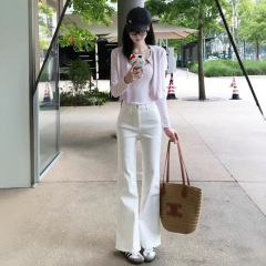 浅粉色吊带背心长袖开衫套装女秋季高级感修身显瘦收腰百搭两件套