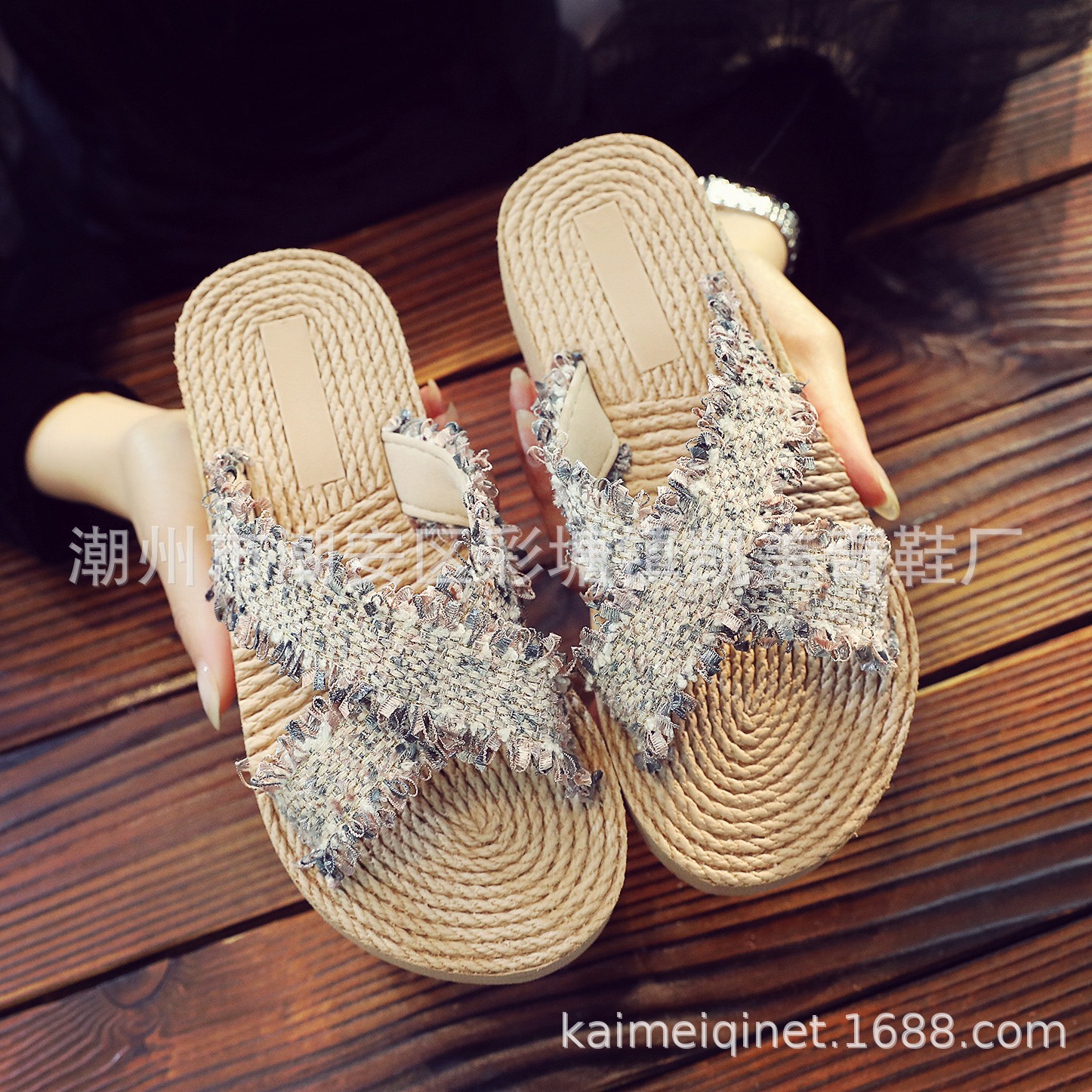 Summer Thailand Travel Vacation Ethnic Style Children Girls Instagram Style Outdoor Comfortable Seaside Beach Slippers