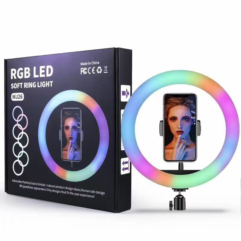 10 pulgadas RGB deslumbrante iluminación LED fotografía selfie 26cm ajustable caballo de carreras iluminación en vivo de belleza anillo